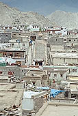 Ladakh - Leh, the old town with a very large mani wall 